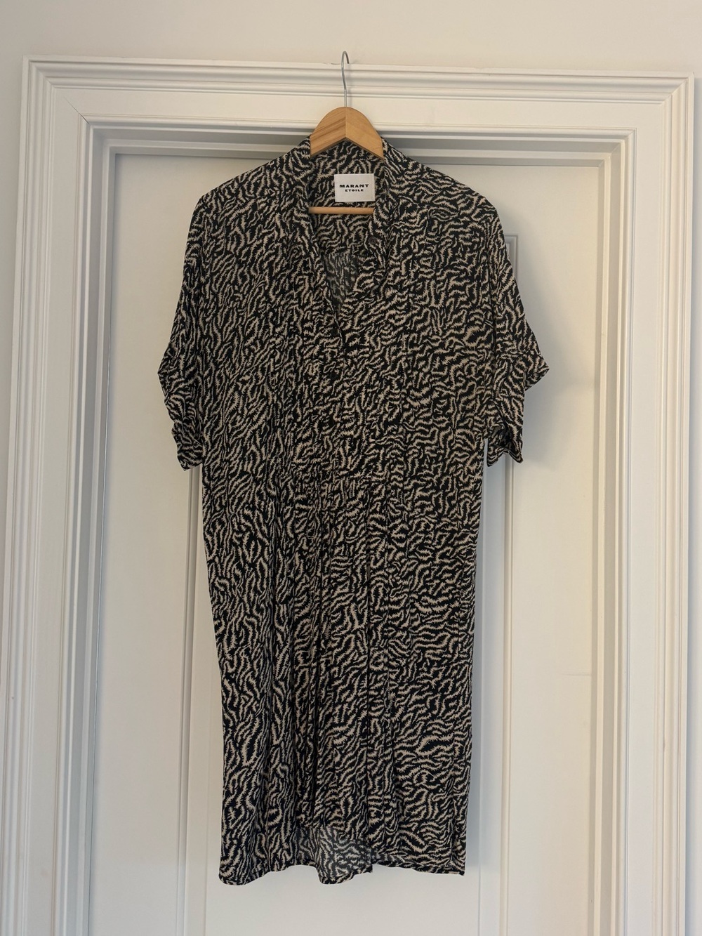 Marant Étoile Black and White Patterned Midi Dress